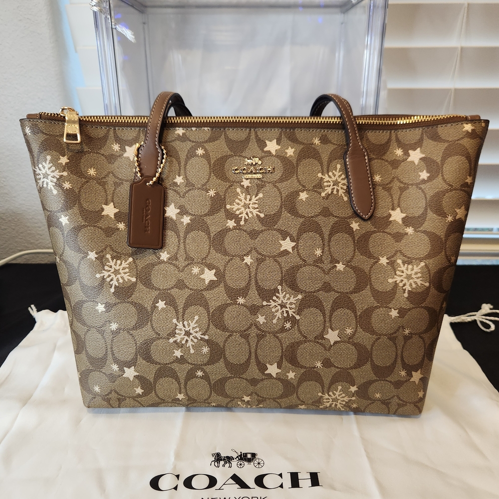 Coach Tan and Brown Signature Tote - Picture 2 of 3